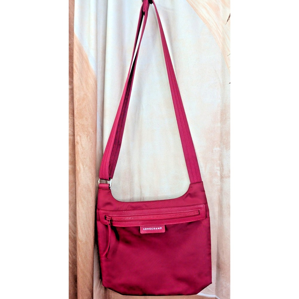Longchamp Nylon Le Pilage Neo Crossbody Bag Rasberry Deep Red
